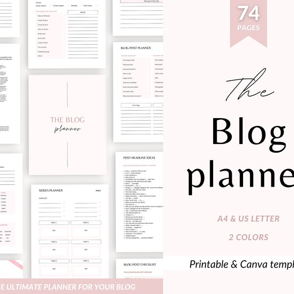 Blog planner, Blogging planner, Blog planner template, Printable blog planner, Blog post planner, Printable blogging workbook, Blog workbook