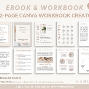 Plantilla de libro electrónico y libro de trabajo de Canva, imán de clientes potenciales, creador de cursos (A4 y carta estadounidense)