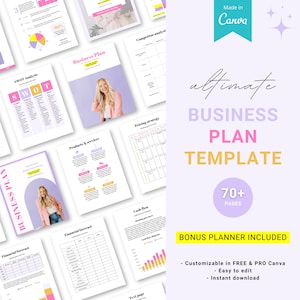 Business plan template Canva, Business plan template, Business plan, Business planner template, Start-up business plan, Business templates