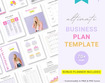 Business plan template Canva, Business plan template, Business plan, Business planner template, Start-up business plan, Business templates