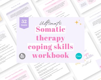 Somatic Therapy Coping Skills Workbook, Printable, Canva Template (Digital Download)