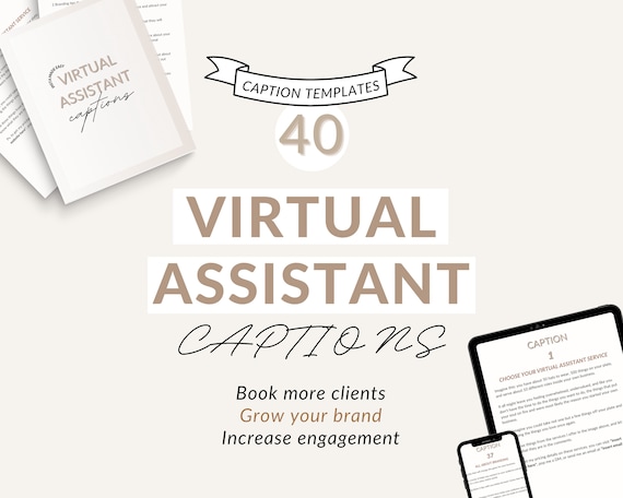 Virtual Assistant Instagram Captions, VA Content Ideas (Canva PDF)