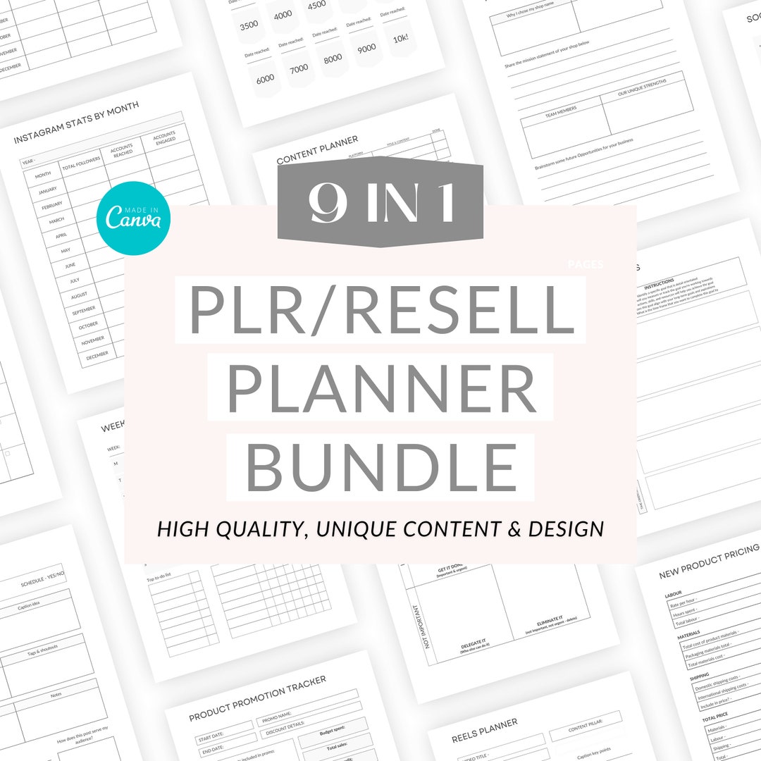 PLR Planner Bundle, PLR Canva Planner, Plr Canva Template, Commercial