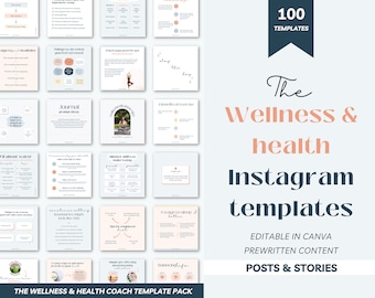 Health and wellness Instagram templates, Wellness coach templates, health coach templates, Life coach templates, wellness canva templates