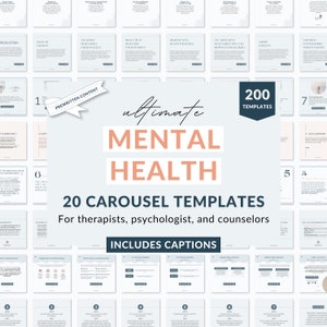 Plantillas de carrusel de salud mental, Plantillas de salud mental, Plantilla de terapeuta, Publicación de Instagram de terapeuta, Publicación de Instagram de salud mental, Canva