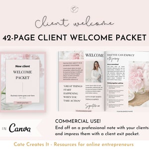 Client welcome kit, new client welcome packet, client welcome template, services product guide, Canva workbook template, Client Package,
