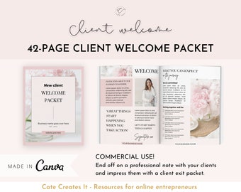 Client welcome kit, new client welcome packet, client welcome template, services product guide, Canva workbook template, Client Package,
