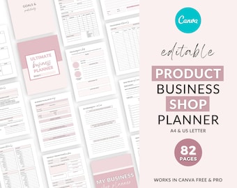 Editable Business planner, Business planner Canva template, small business planner, Canva business template, product planner, business plan
