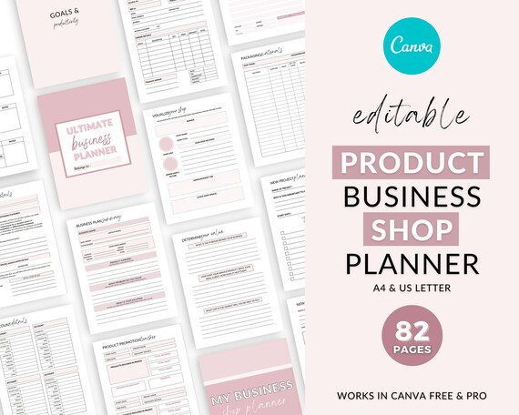 Editable Business planner, Business planner Canva template, small business planner, Canva business template, product planner, business plan
