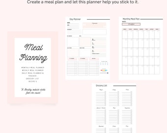 Hälso- och fitnessplanerare, Matplanerare och fitnessplaneringsmall hälsojournal och fitnessjournal utskrivbar, receptplanerare, kalori