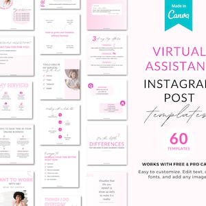 Virtual assistant Instagram, Instagram templates virtual assistant, social media templates, Instagram post template, VA template, Va Content
