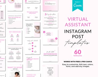Virtual assistant Instagram, Instagram templates virtual assistant, social media templates, Instagram post template, VA template, Va Content