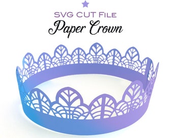 Paper Crown SVG File, Princess Crown SVG, Crown Cut File, Crown Template, Paper Crown Template, Svg Party Hat | SVG Cut File