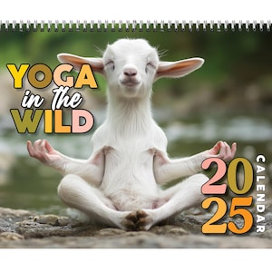 Funny calendar 2025 | Animals and Yoga | White elephant gifts for adults | Weird calendars | Calendar humor | Funny Wall Art