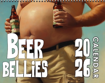 Beer Belly Funny 2026 Wall Calendar, White Elephant Gift in Calendar Form, Wall Art Decoration Organizer Planner, Beer Lover Gift, Office