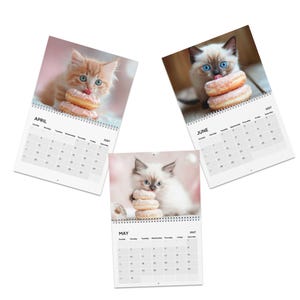 Cute Kitten Calendar 2027, Cats and Donuts Wall Calendar, Cat Lover Gift, Animal Lover Gift, Cute Cat Art image 5