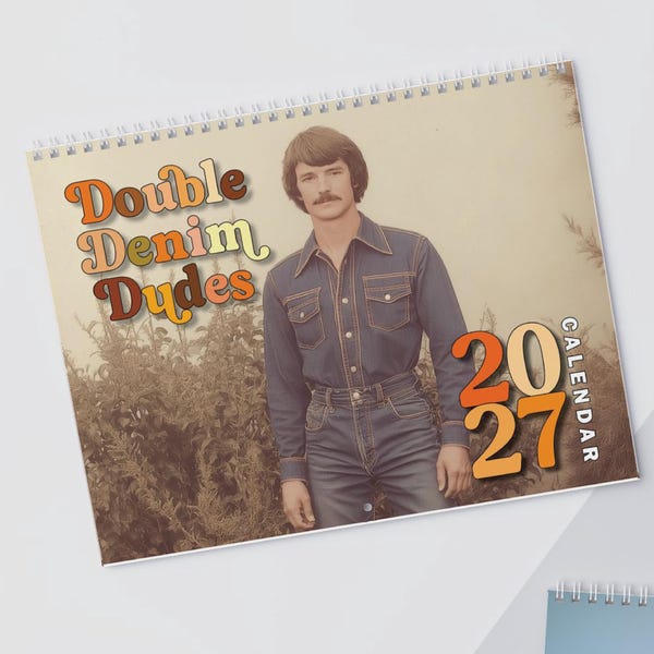 Funny Men Calendar 2027, Double Denim Wall Calendar, White Elephant Gift, Secret Santa Gift, Funny Coworker Gift