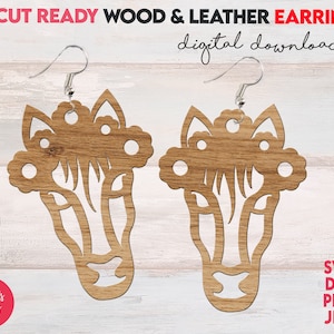 Horse Earrings SVG, horse floral svg, Horse head Earrings, Horse Cricut, Earrings for Craft, Laser Cut Earrings Wood, Glowforge earrings svg
