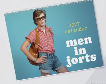 Funny Calendar 2027, Men in Jean Shorts Calendar, White Elephant Gifts for Adults, Funny Gift Idea, Weird Retro Wall Calendar