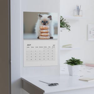 Cute Kitten Calendar 2027, Cats and Donuts Wall Calendar, Cat Lover Gift, Animal Lover Gift, Cute Cat Art image 8