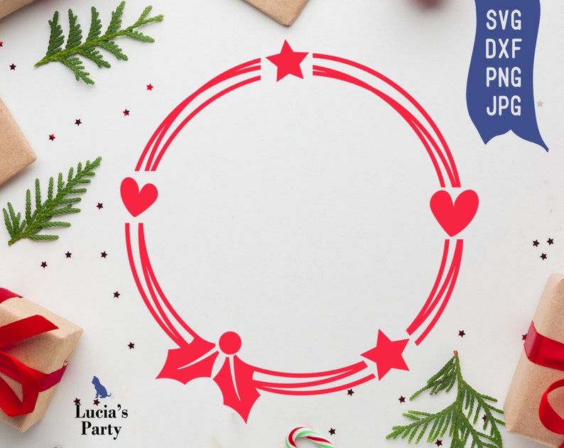 Christmas Wreath SVG christmas frame svg circle frame svg | Etsy Christmas Wreath SVG christmas frame svg circle frame svg | Etsy