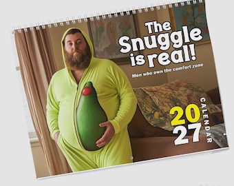 2027 Funny Men in Onesies Wall Calendar, White Elephant Gift for Co Workers, Pajama Party Decor, Office Secret Santa Present, Desk Planner