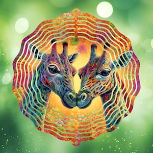 Giraffe Wind Spinner backgrounds for sublimation, Sublimation Design Template, Wind Spinner SVG, 10 inch Round PNG, Round Hanging Spinners