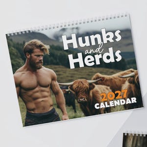 Hunk Calendar 2027, Funny Gay Calendar, Hunks and Herds, Adult Humor Calendar, Weird Calendar, White Elephant Gift, Funny Wall Art