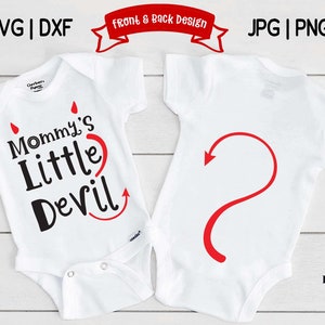 Mommys Little Devil SVG, pierwszy halloween svg, dziecko halloween svg, słodkie halloween svg, halloweenowe powiedzenia svg, niemowlęcy halloweenowy kombinezon