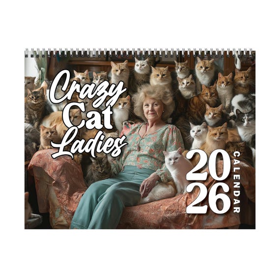 Funny Calendar 2026 | Crazy Cat Lady | White Elephant Gifts for