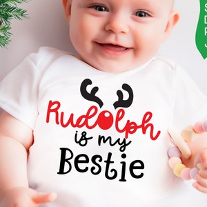 Rudolph é meu melhor amigo SVG Macacão de Natal svg, Rudolph svg, Home boy svg, Natal bebê svg, Macacão de Natal menino