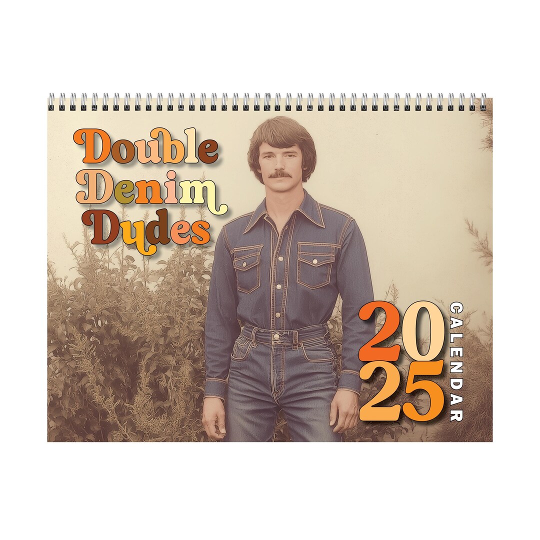 Funny Calendar 2025 Men in Double Denim White Elephant Gifts for Adults