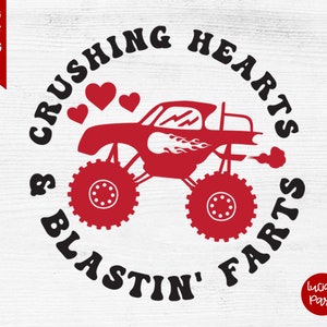 Esmagando corações svg, Dia dos namorados engraçado svg para menino, Monster truck dia dos namorados png, primeiro dia dos namorados svg para meninos || DOWNLOAD INSTANTÂNEO