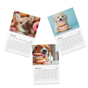 Funny Dog Calendar 2027, Sweet Pups Dogs & Doughnuts Calendar, Weird Funny Calendar, White Elephant Gift for Adults, Dog Lover Gift image 3