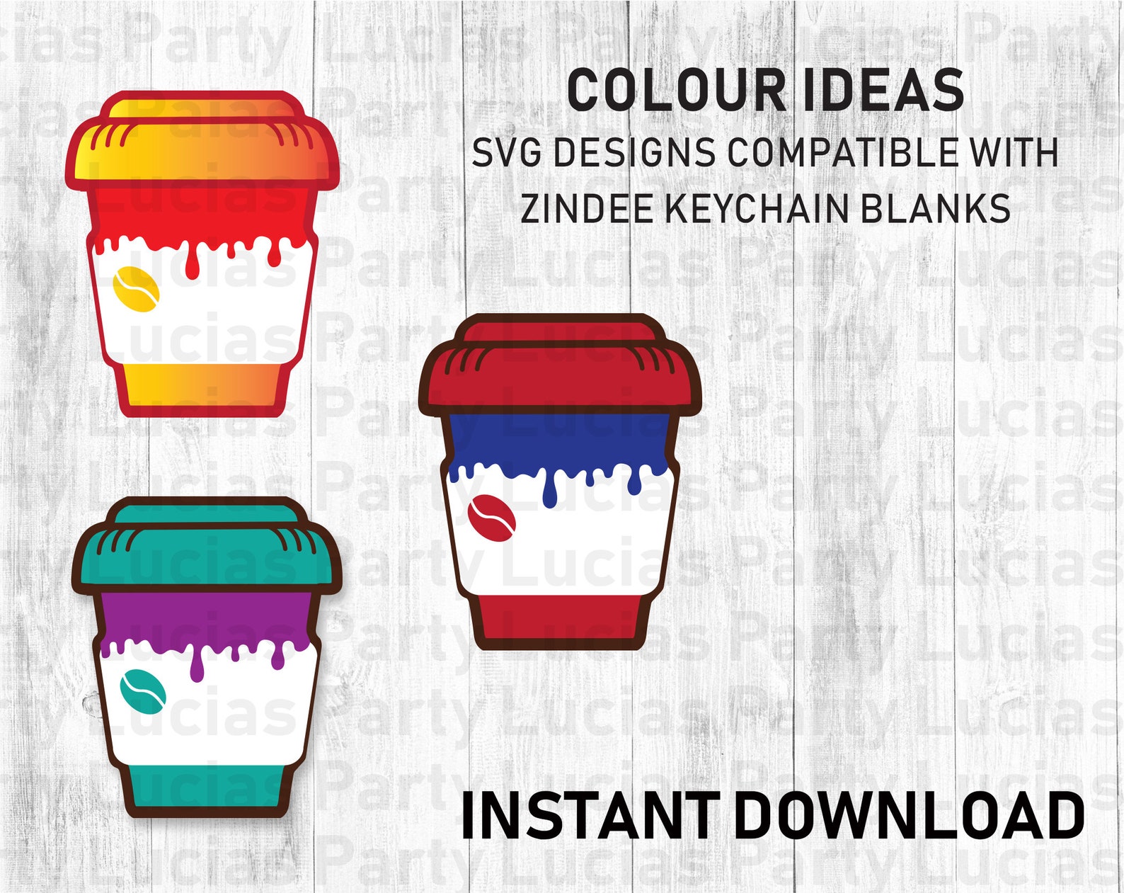 Zindee Cut File Keychain Svg Keychain Coffee Cup Svg Zindee - Etsy Ireland