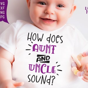 Wie klingt Tante und Onkel SVG, Tante und Onkel Svg, Tante und Onkel Body, Baby Onesie Ankündigung Svg für Tanten