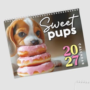 Funny calendar 2026 | Dogs and Doughnuts | White elephant gifts for adults | Weird calendars | Calendar humor | Funny Wall Art