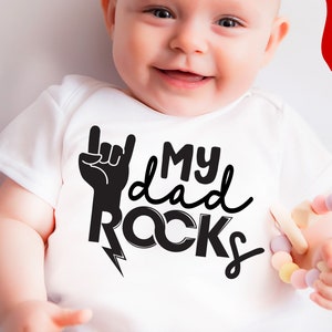 Mein Vater Felsen SVG Rock n Roll Baby Svg Papa Svg Body, Rock Baby Body, lustige Kleinkind Svg Designs Baby Boy, ich liebe Papa Svg