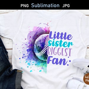Little Sister Biggest Fan PNG, baseball sister png, little sister baseball png, sister png for boys, baseball sister sublimation