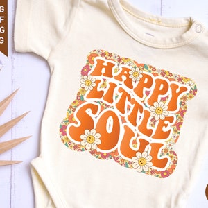 Happy Little Soul SVG PNG Retro Sublimation, Smile Flowers, Grunge Kids Shirt Design, Boho Girl Shirt svg, Groovy Kids png, Instant Download