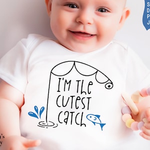 Soy el más lindo captura SVG Fishing bebé svg Pesca onesie para bebés, Pesca svg para el niño, bebé captura más lindo, traje de recién nacido de pesca