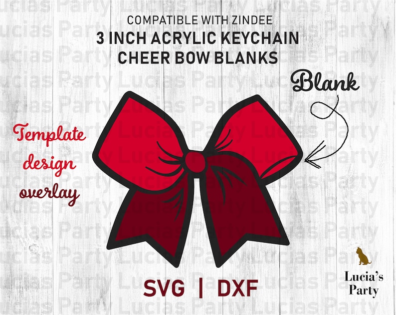 Zindee svg keychain cheer bow svg template for keychain | Etsy