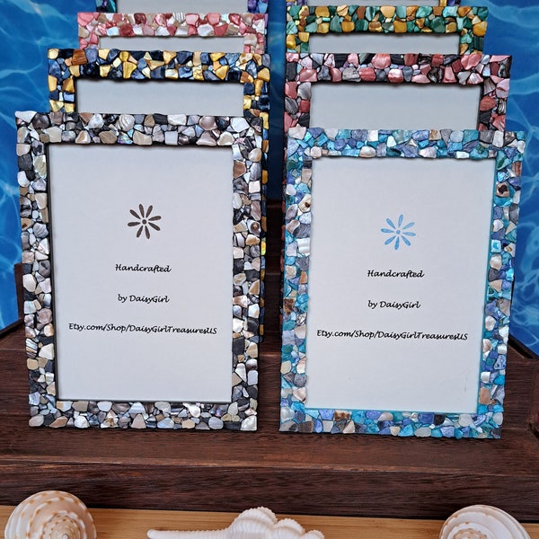 5 x 7 Frame / Crushed Shell Frame / Beach Decor / Coastal Decor / Decorative Accent / Beach Frame / Tabletop & Wall Frame / Nautical Decor