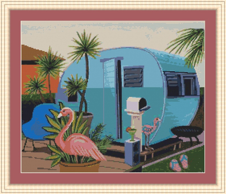 Happy Camper Counted Cross Stitch Pattern Chart PDF Down Load 197 - Etsy