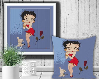 EASY Betty Boop  Counted Cross stitch Pattern  Chart PDF Down load 345