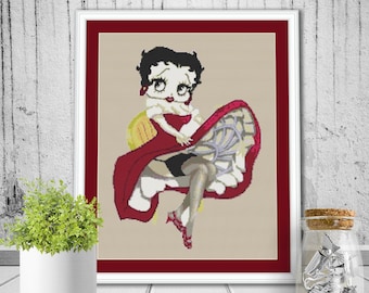 EASY Betty Boop  Counted Cross stitch Pattern  Chart PDF Down load 427