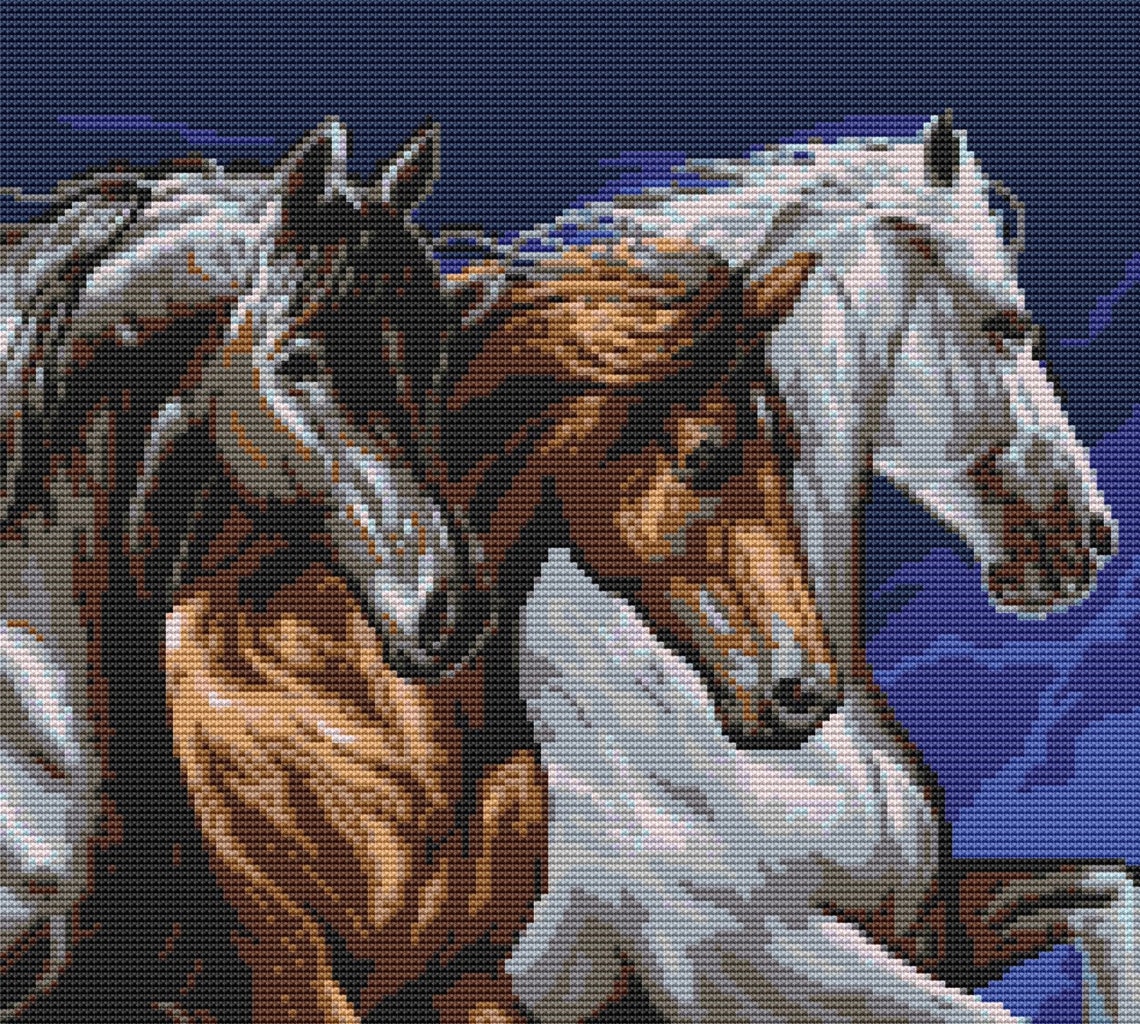 Wild Horse Easy Counted Cross Stitch Pattern PDF Down 394 Etsy Canada