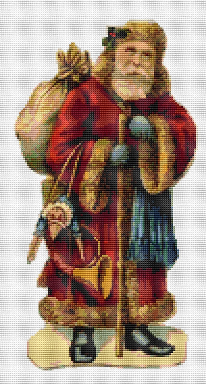 Victorian Santa Clause Counted Cross Stitch Pattern PDF Down Load 164 ...