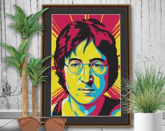 John Lennon Pop Art  Counted Cross stitch Pattern PDF down load 372