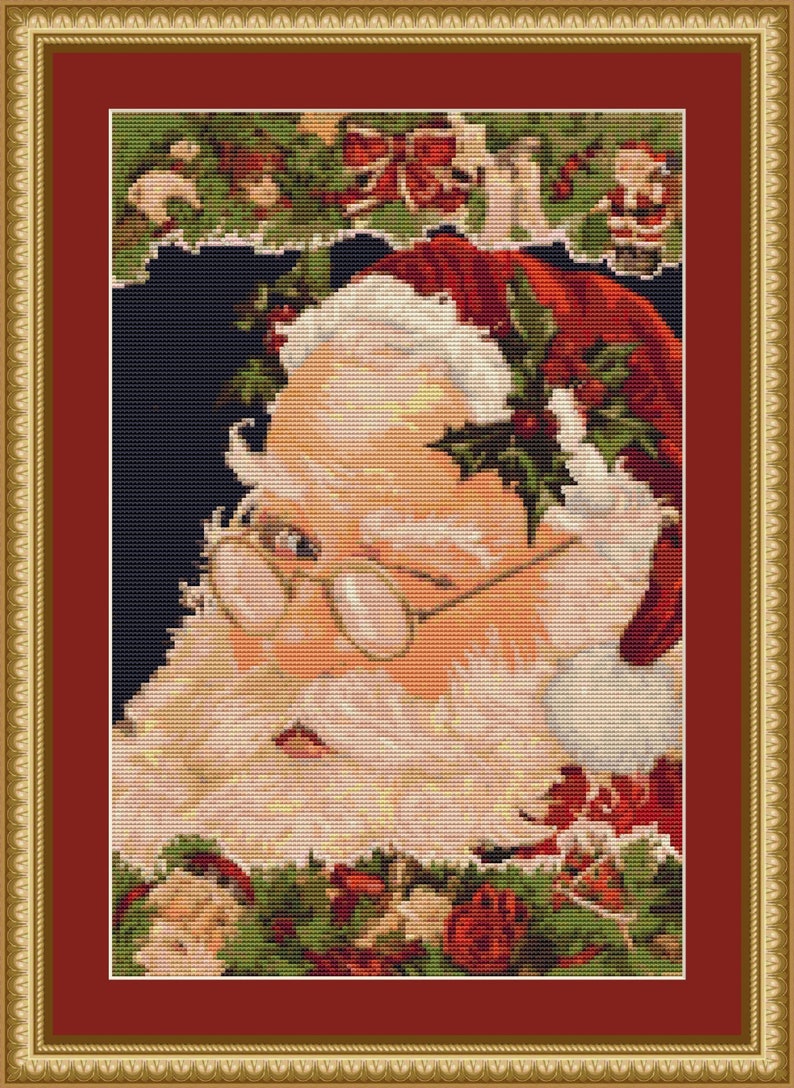 Victorian Santa Cross Stitch Pattern To Print Online Cross Stitch My Xxx Hot Girl